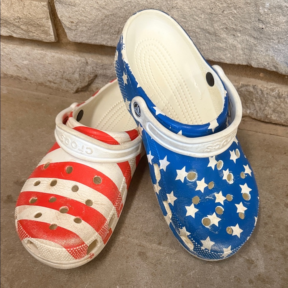 CROCS Kids Stars and Stripes Clogs - Red, White, Blue